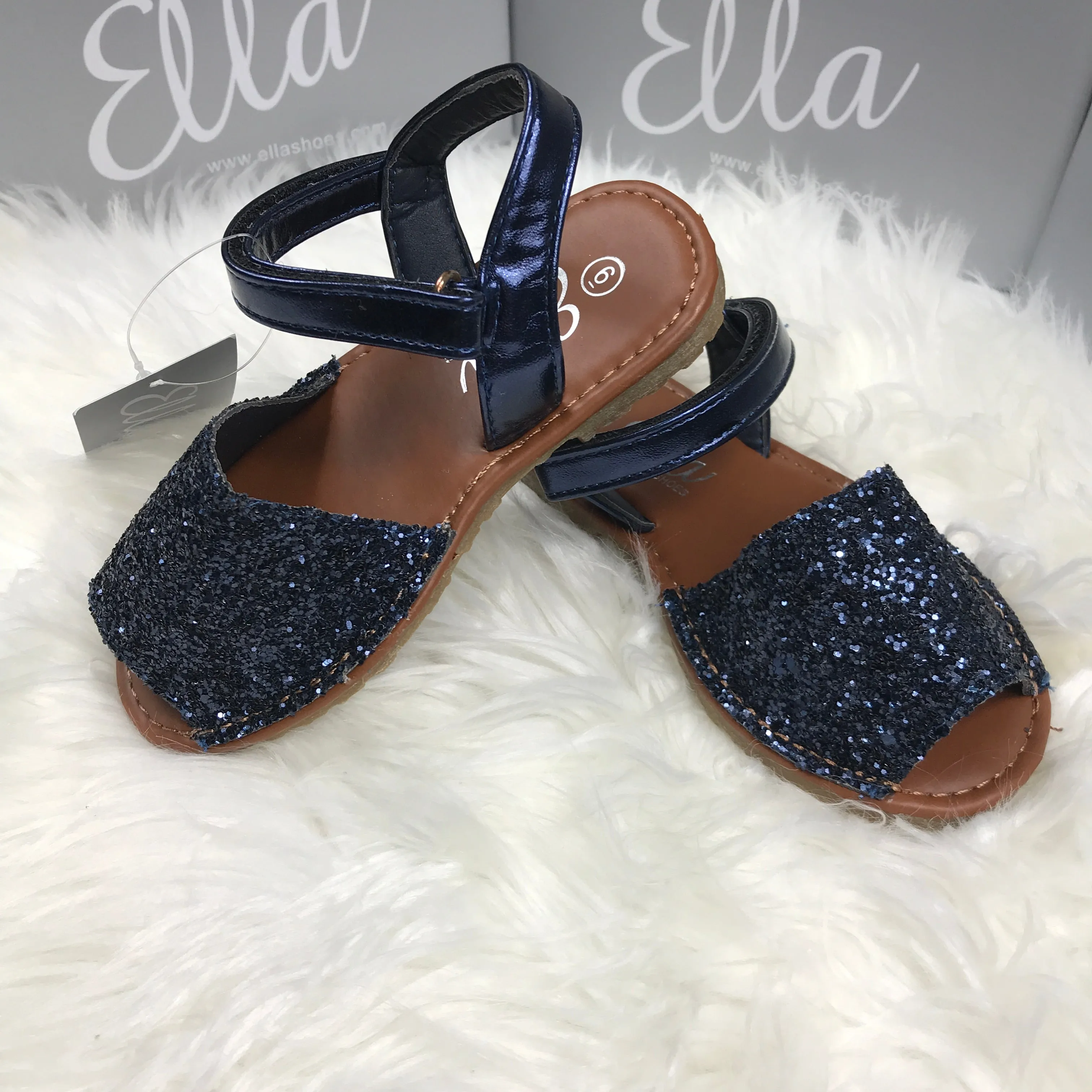 Navy Blue Glitter Spanish Sandals