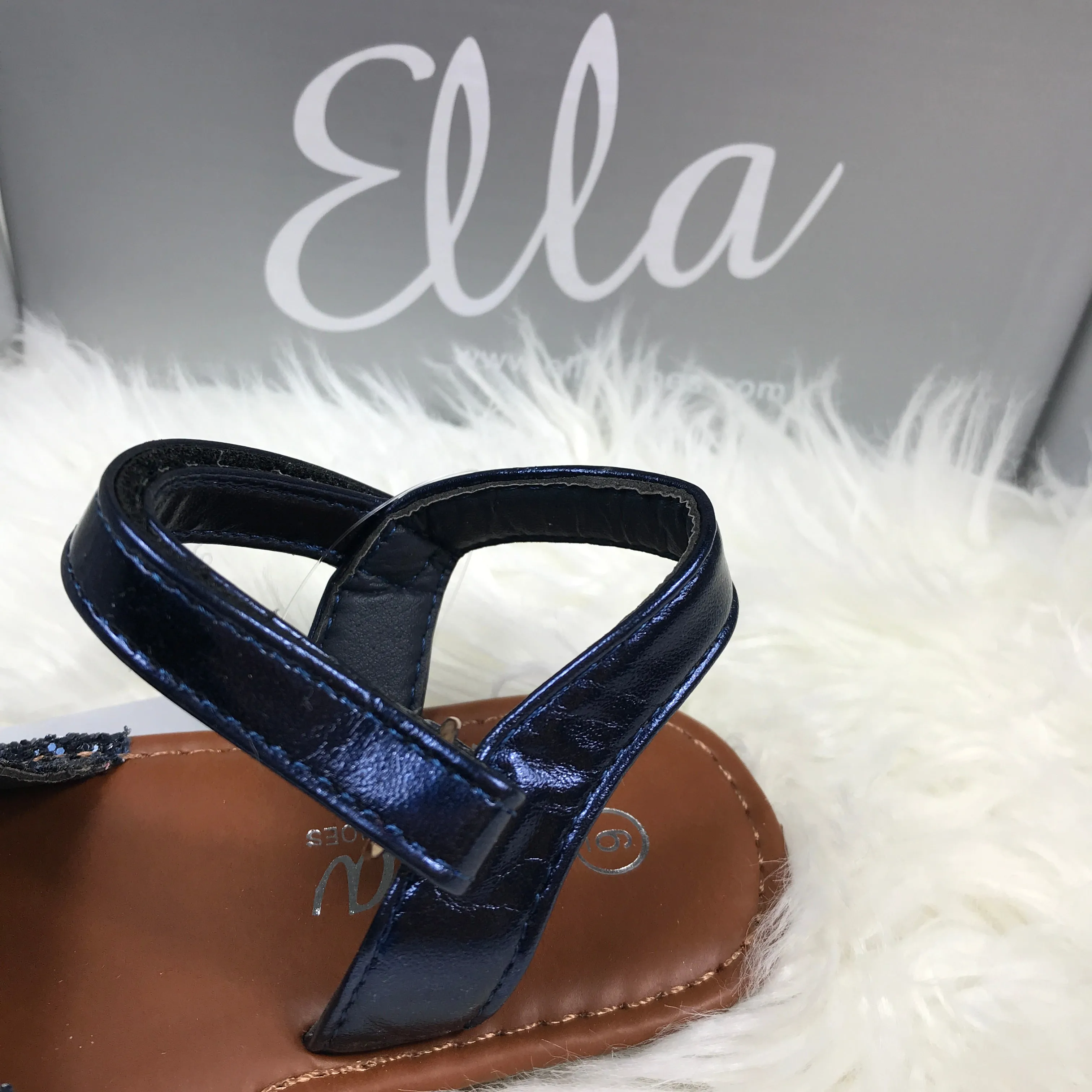 Navy Blue Glitter Spanish Sandals
