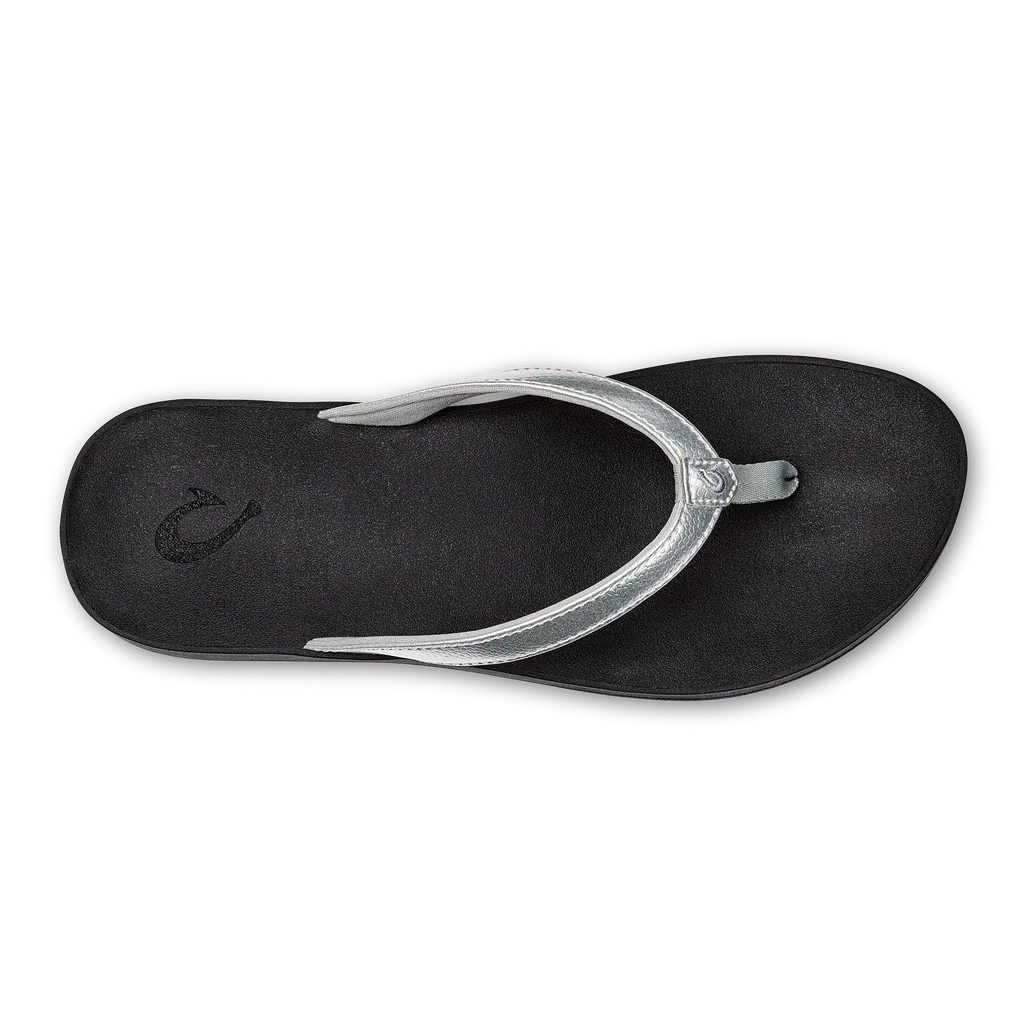 Olukai Women's Puawe Flip Flop - Silver/Black 20498-2K40