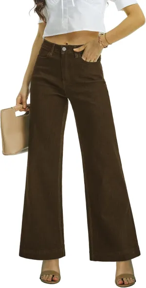 ONESO Flare Jeans for Women High Waist Wide Leg Womens Jeans Stretch Tummy Control Baggy Denim Pants Inseam 30"