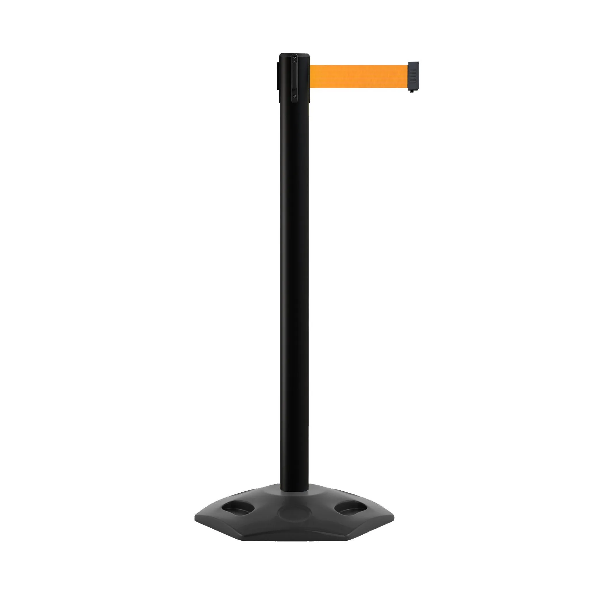 Outdoor Safety Retractable Belt Barrier, Rubber Base, 11 Ft. Belt - Montour Line MSR630