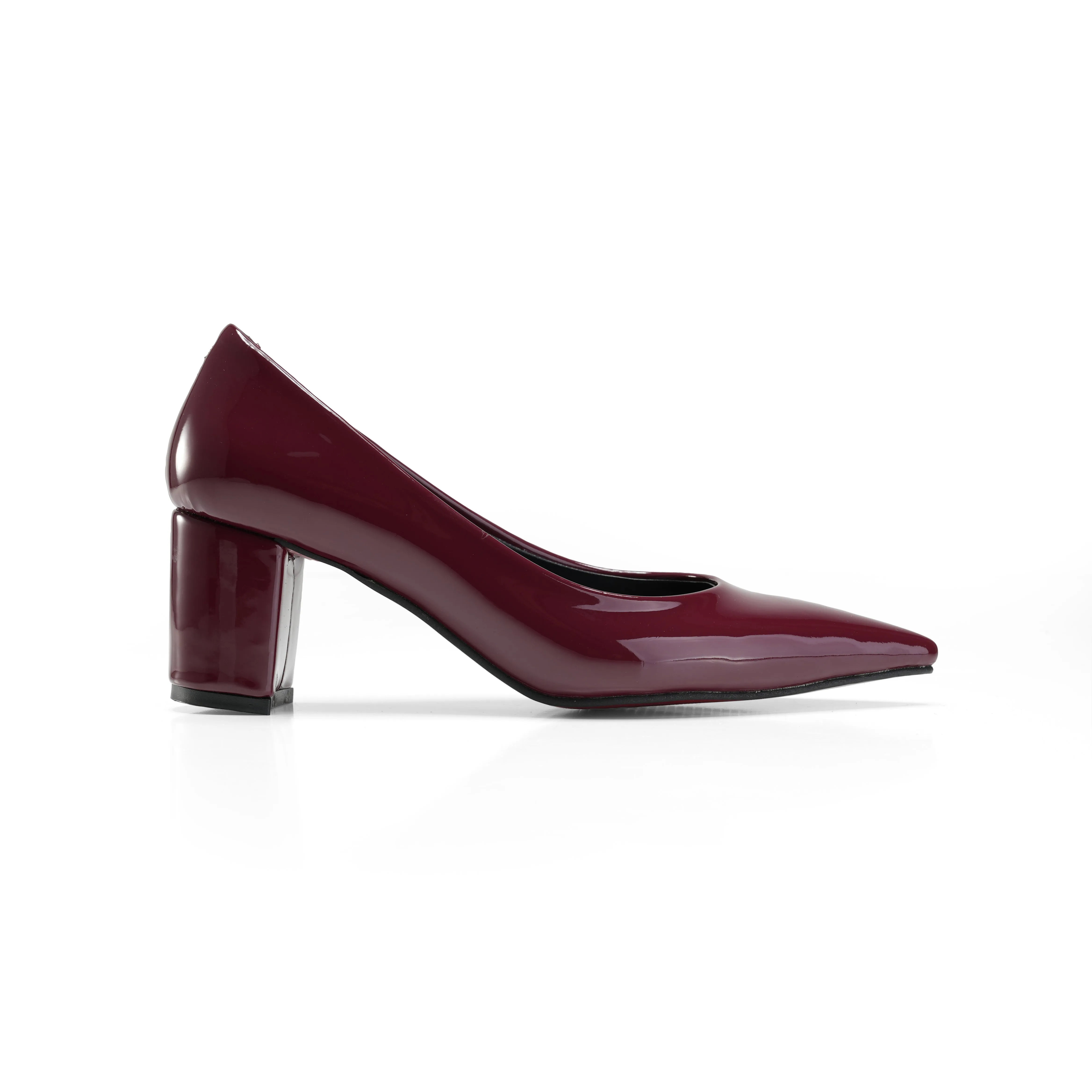 Patent Leather Pointed Toe Heels - Maroon