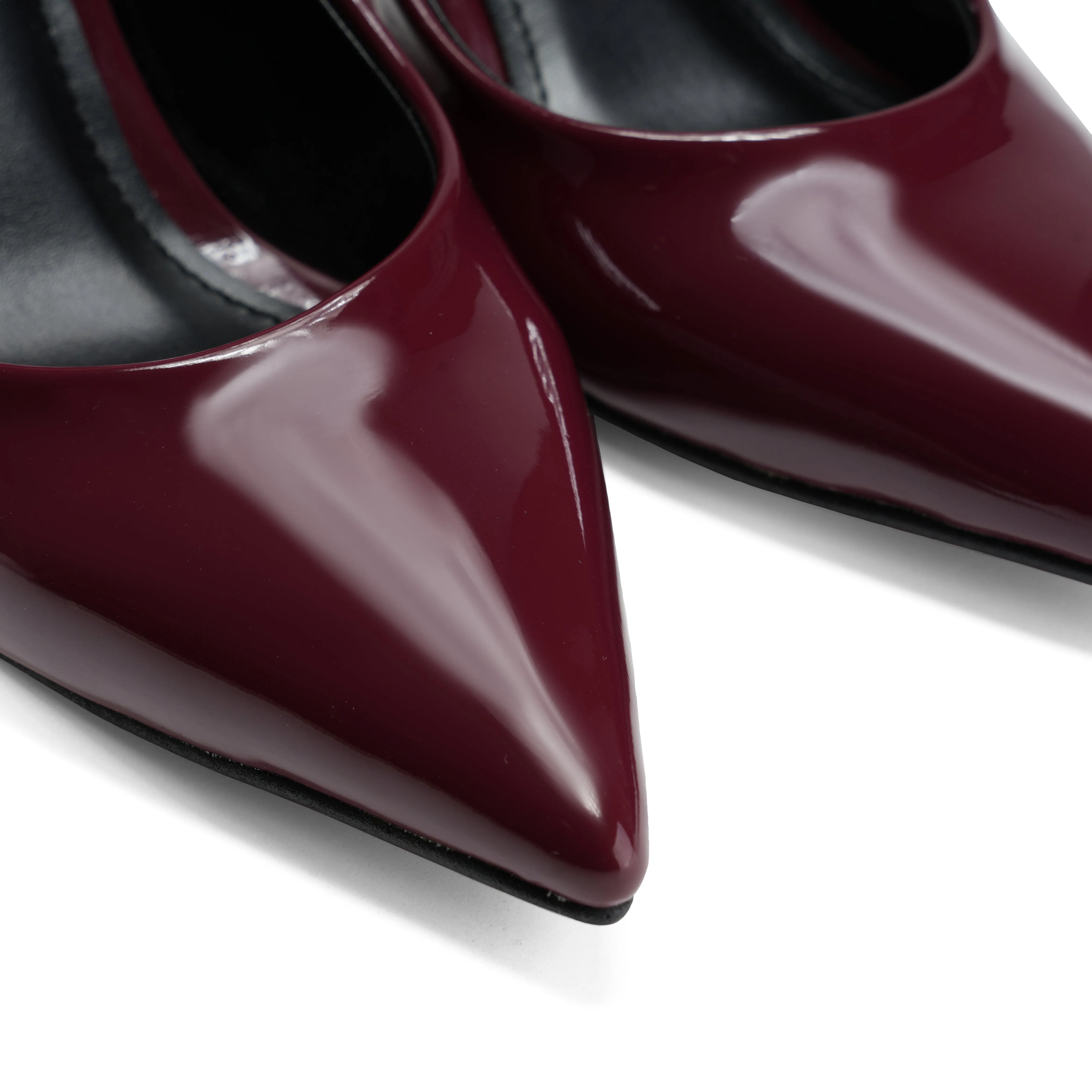 Patent Leather Pointed Toe Heels - Maroon