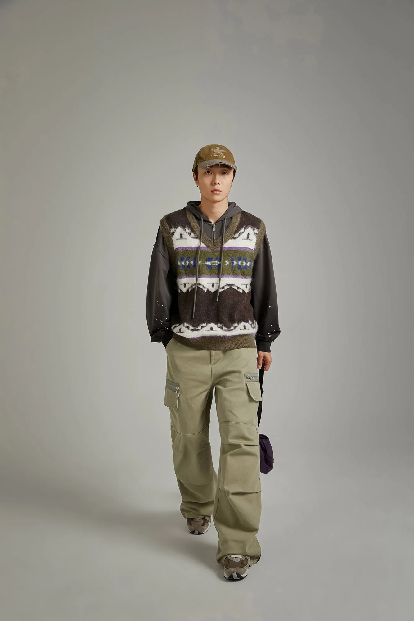Pattern Color Knit Vest