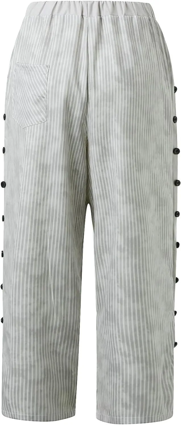 Petite Linen Pants for Women Summer Casual Beach Solid Color Plus Size High Waisted Linen Pants Plus Size Lounge Trousers