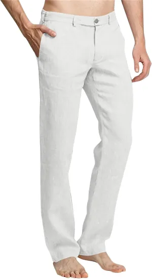 Plus Size Linen Pants for Men Solid Color Elastic Waist Straight Leg Trousers 2025 Fashion Business Office Work Pant