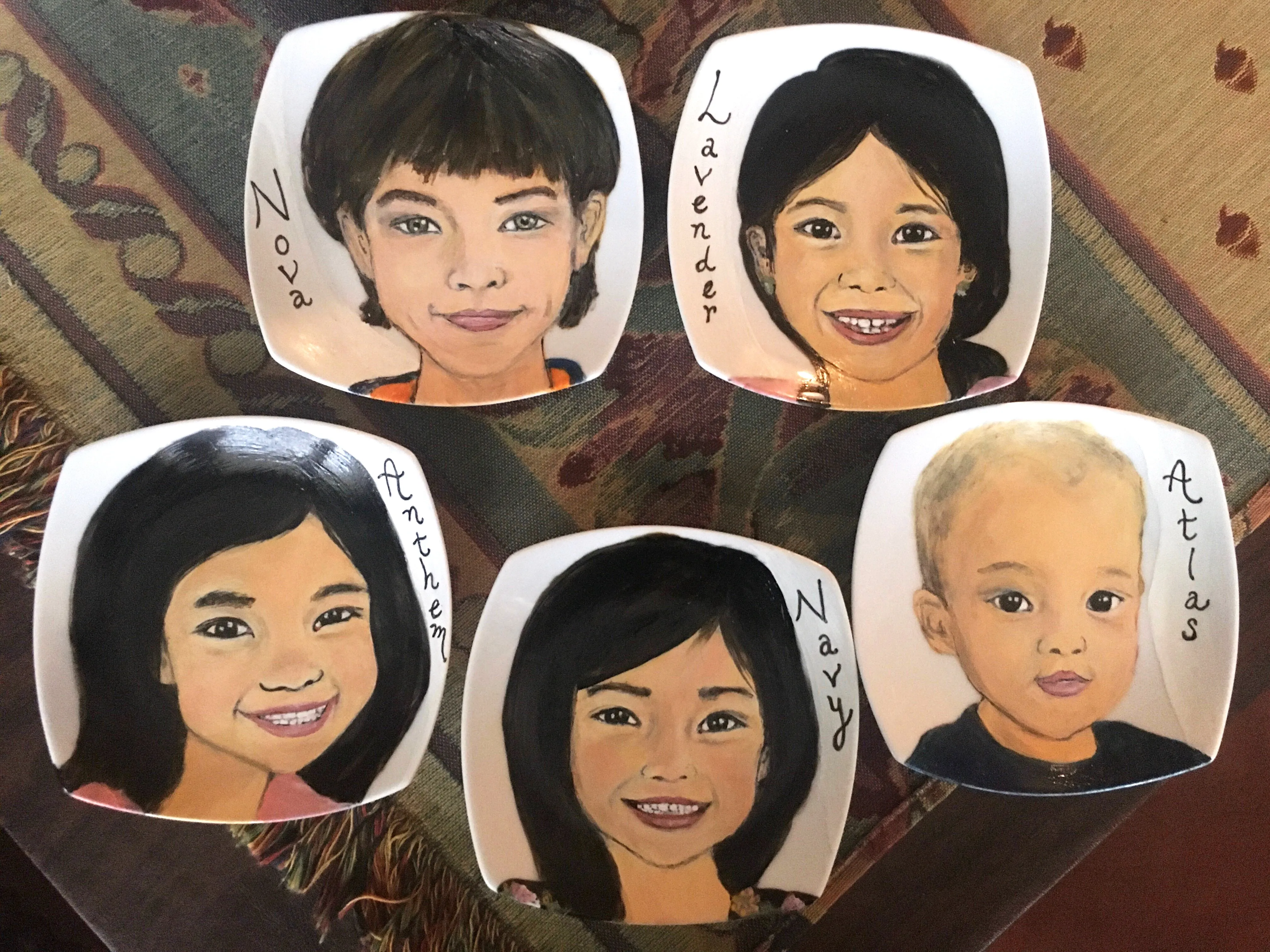 Porcelain Hand-Painted Custom Decorative Plates: Pets, Portraits etc..
