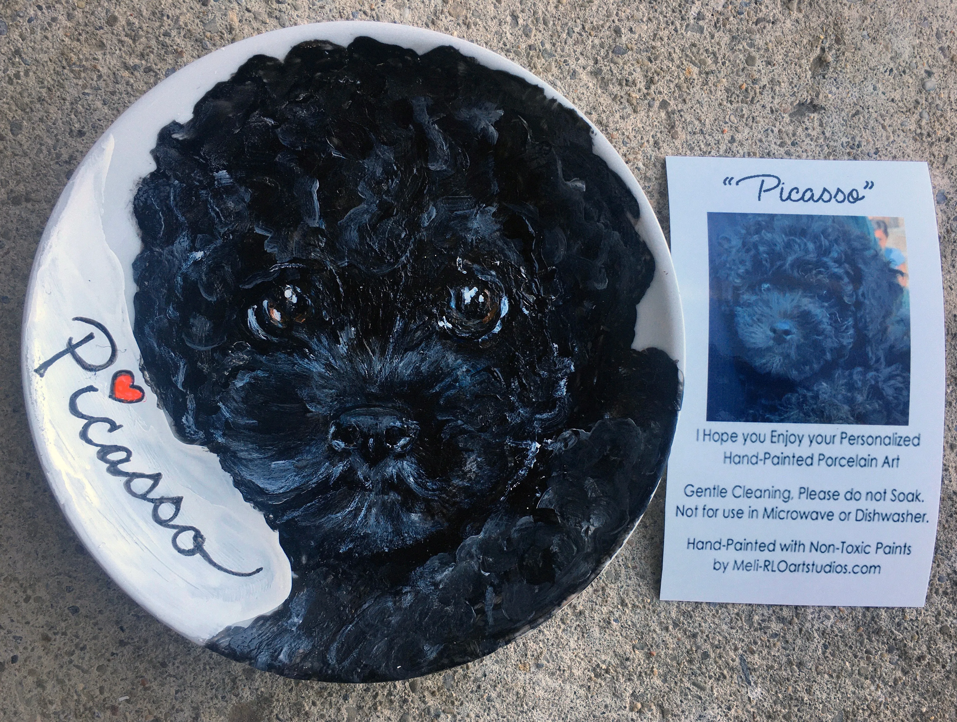 Porcelain Hand-Painted Custom Decorative Plates: Pets, Portraits etc..