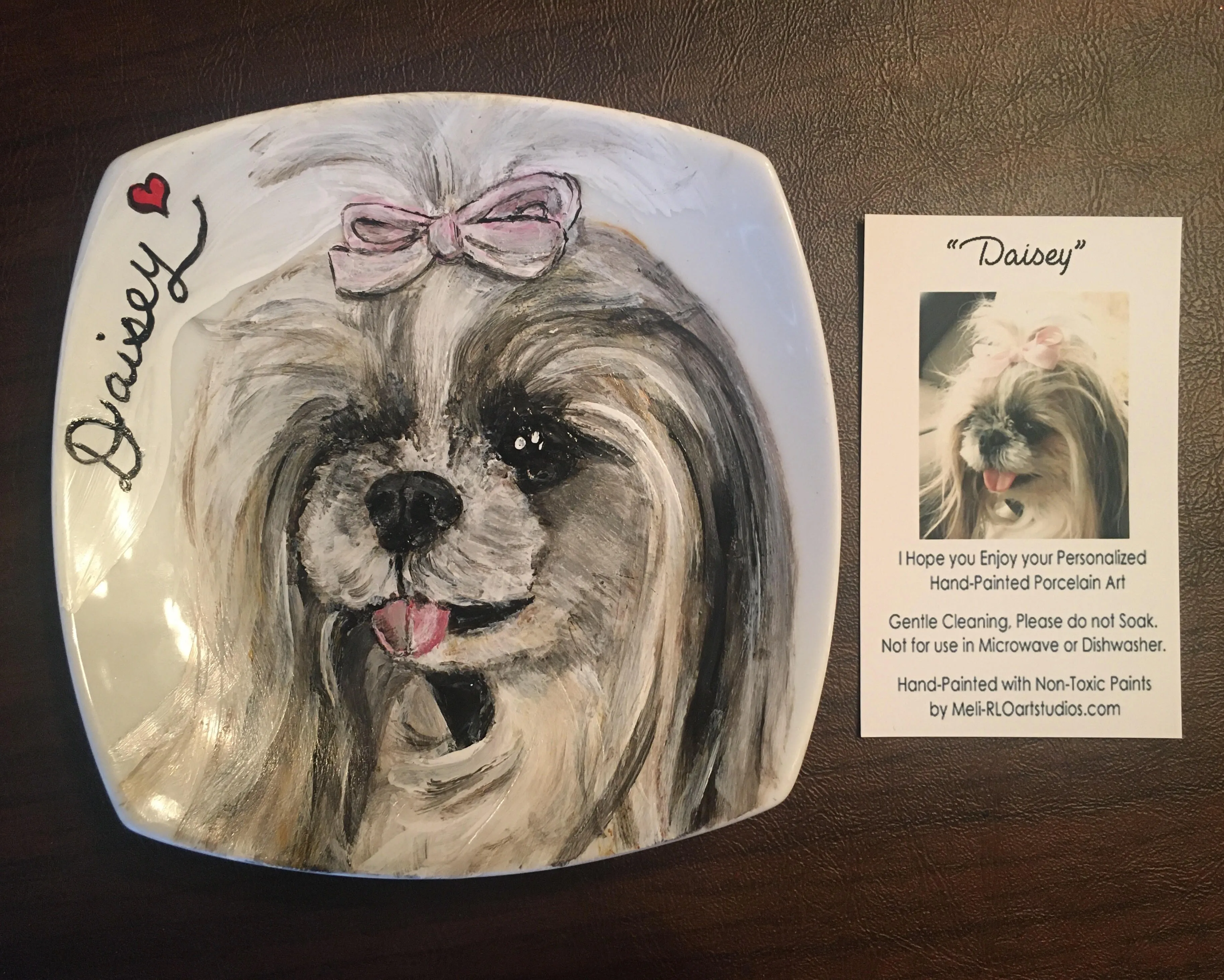 Porcelain Hand-Painted Custom Decorative Plates: Pets, Portraits etc..