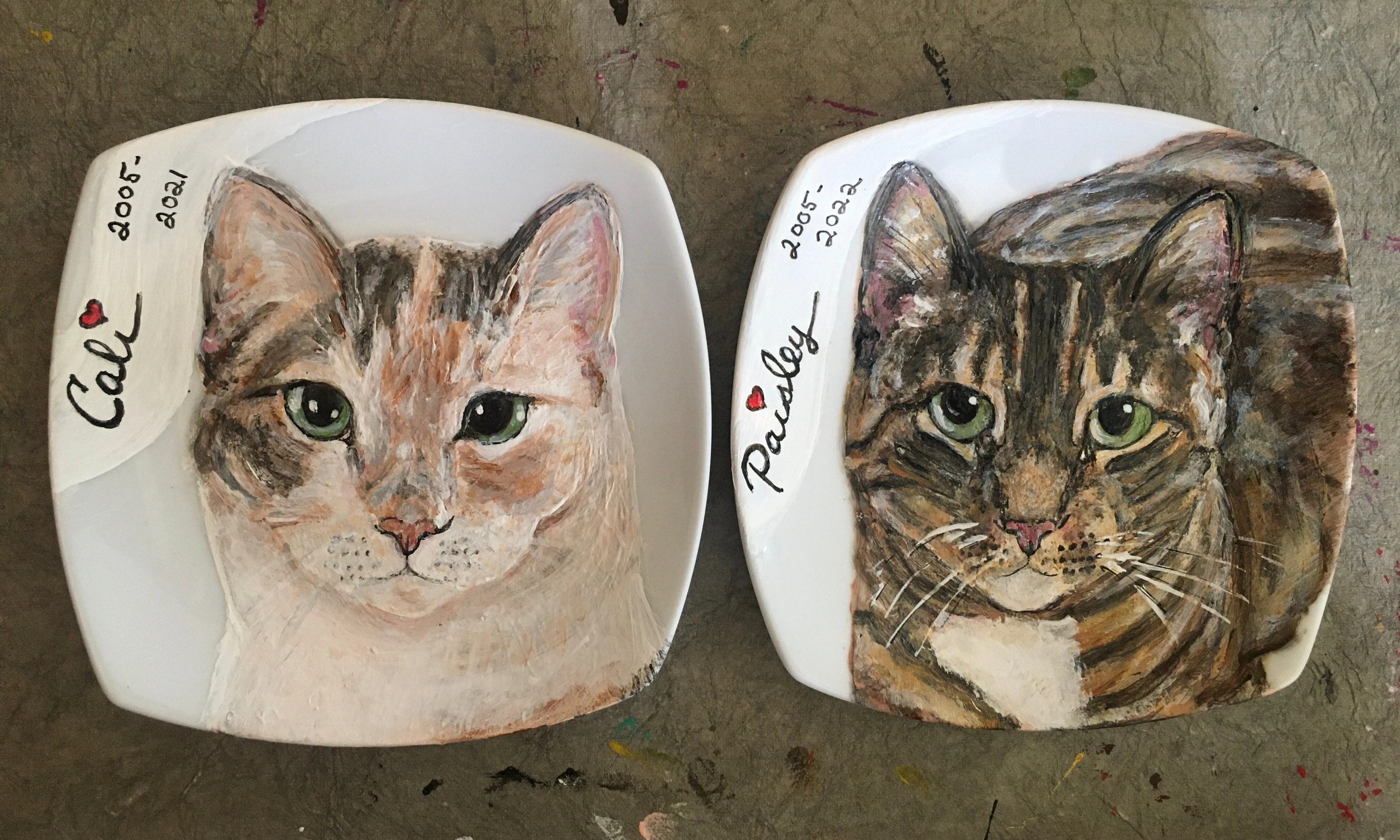Porcelain Hand-Painted Custom Decorative Plates: Pets, Portraits etc..
