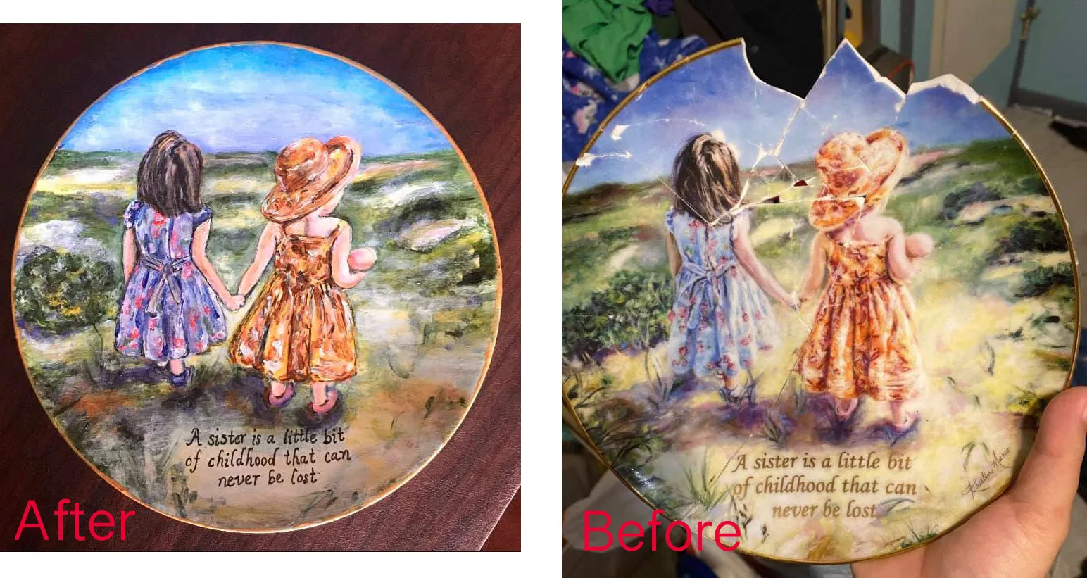 Porcelain Hand-Painted Custom Decorative Plates: Pets, Portraits etc..