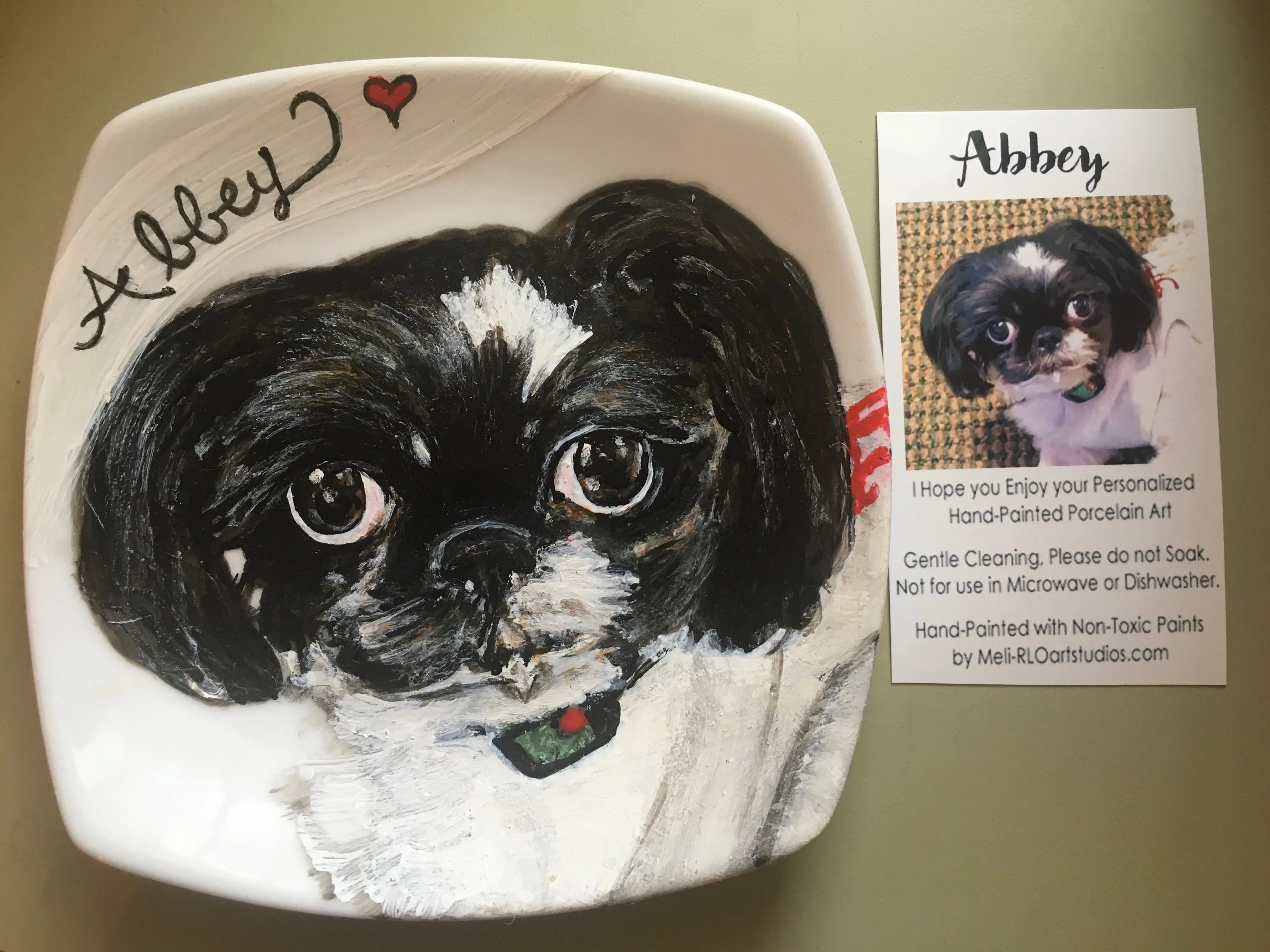 Porcelain Hand-Painted Custom Decorative Plates: Pets, Portraits etc..