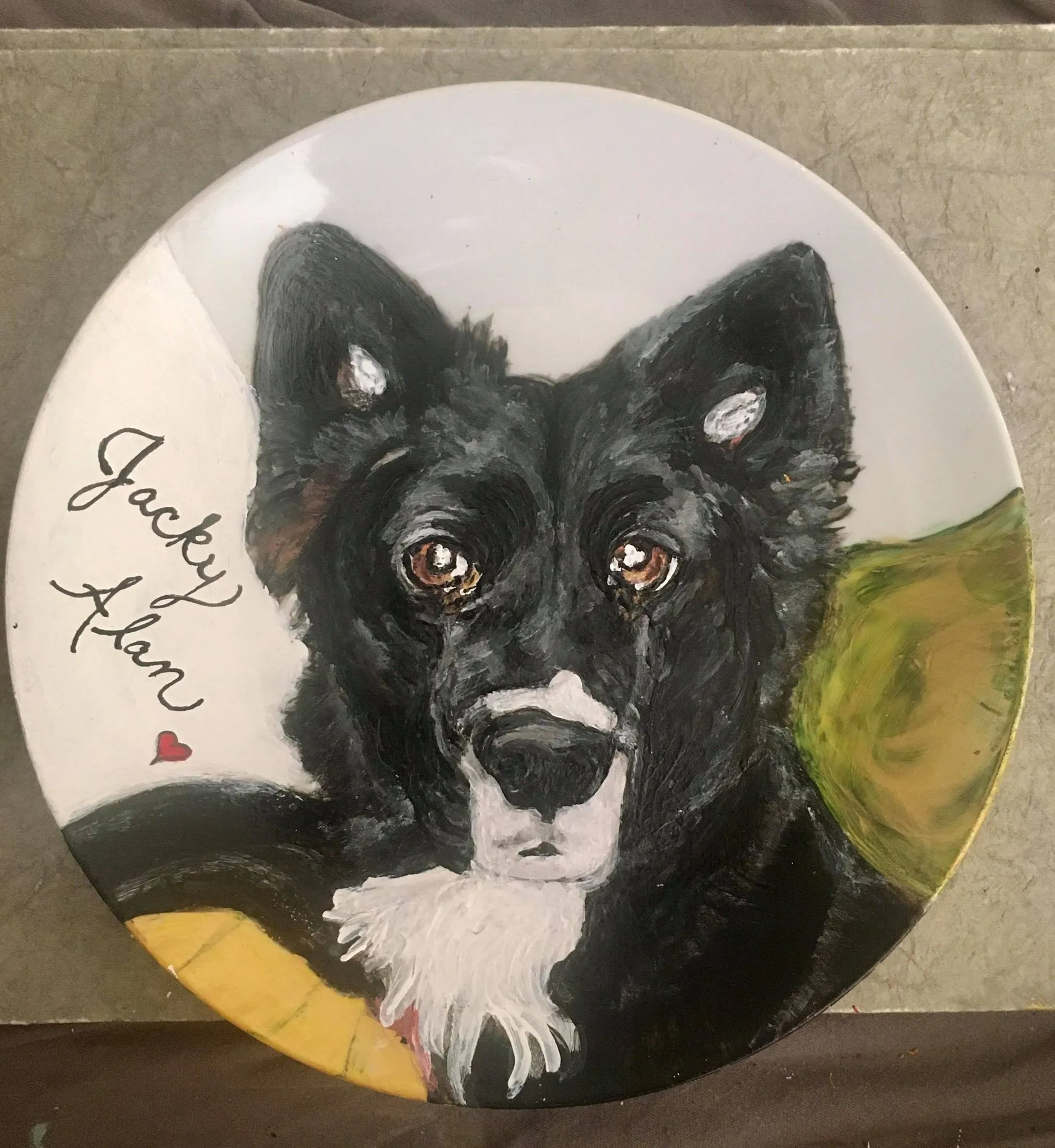 Porcelain Hand-Painted Custom Decorative Plates: Pets, Portraits etc..