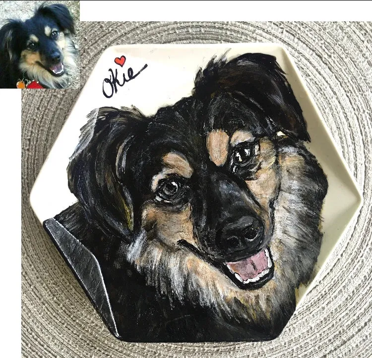Porcelain Hand-Painted Custom Decorative Plates: Pets, Portraits etc..