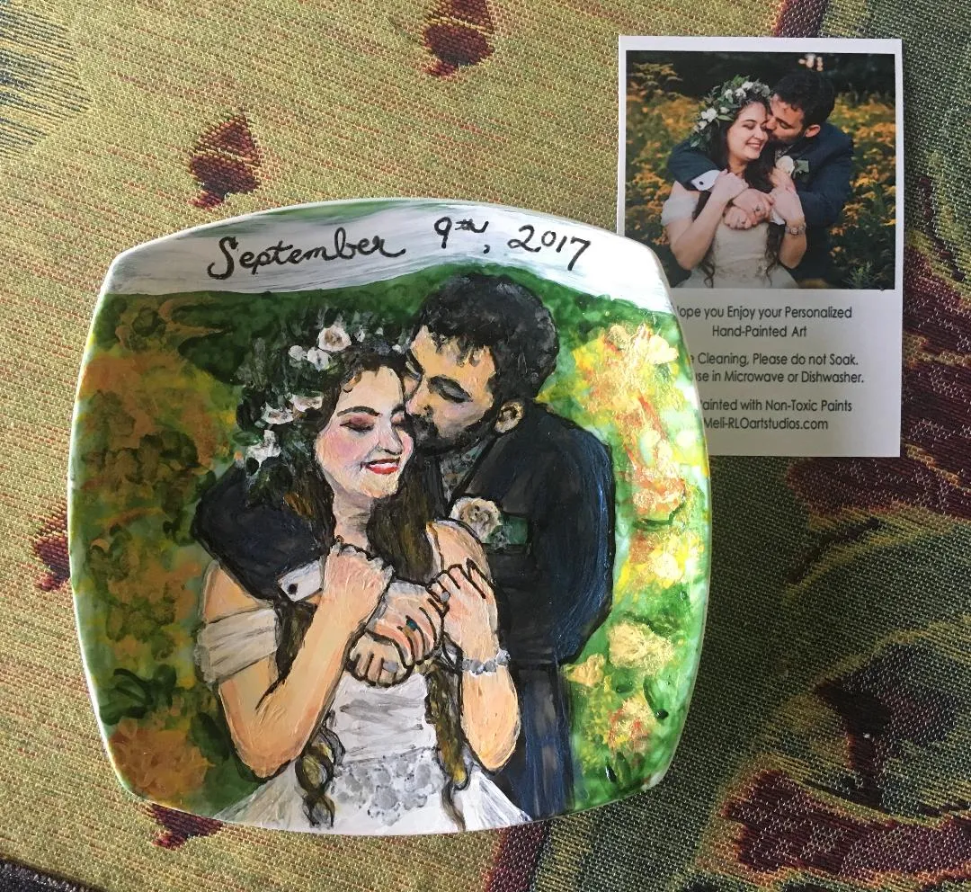 Porcelain Hand-Painted Custom Decorative Plates: Pets, Portraits etc..