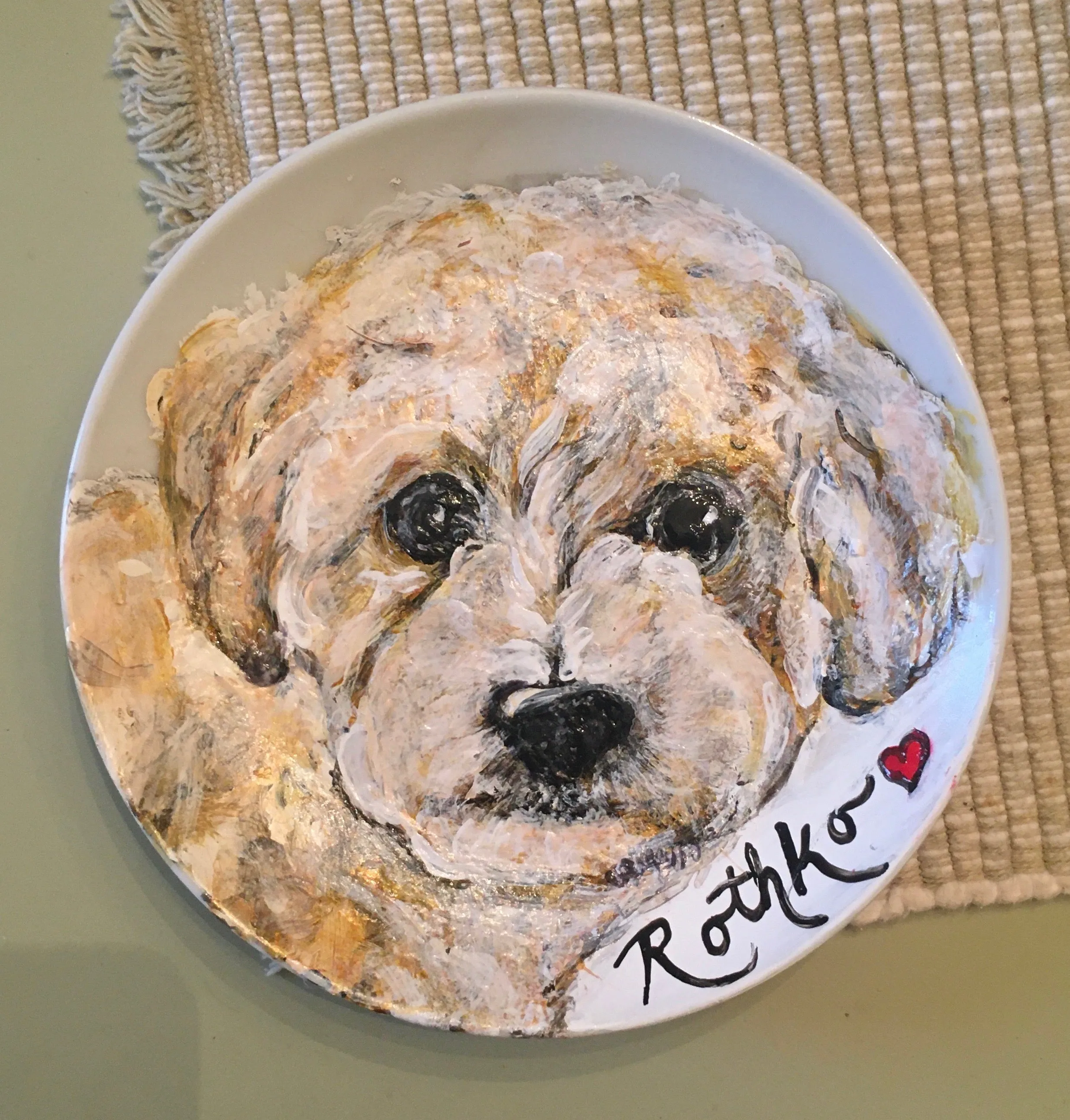 Porcelain Hand-Painted Custom Decorative Plates: Pets, Portraits etc..