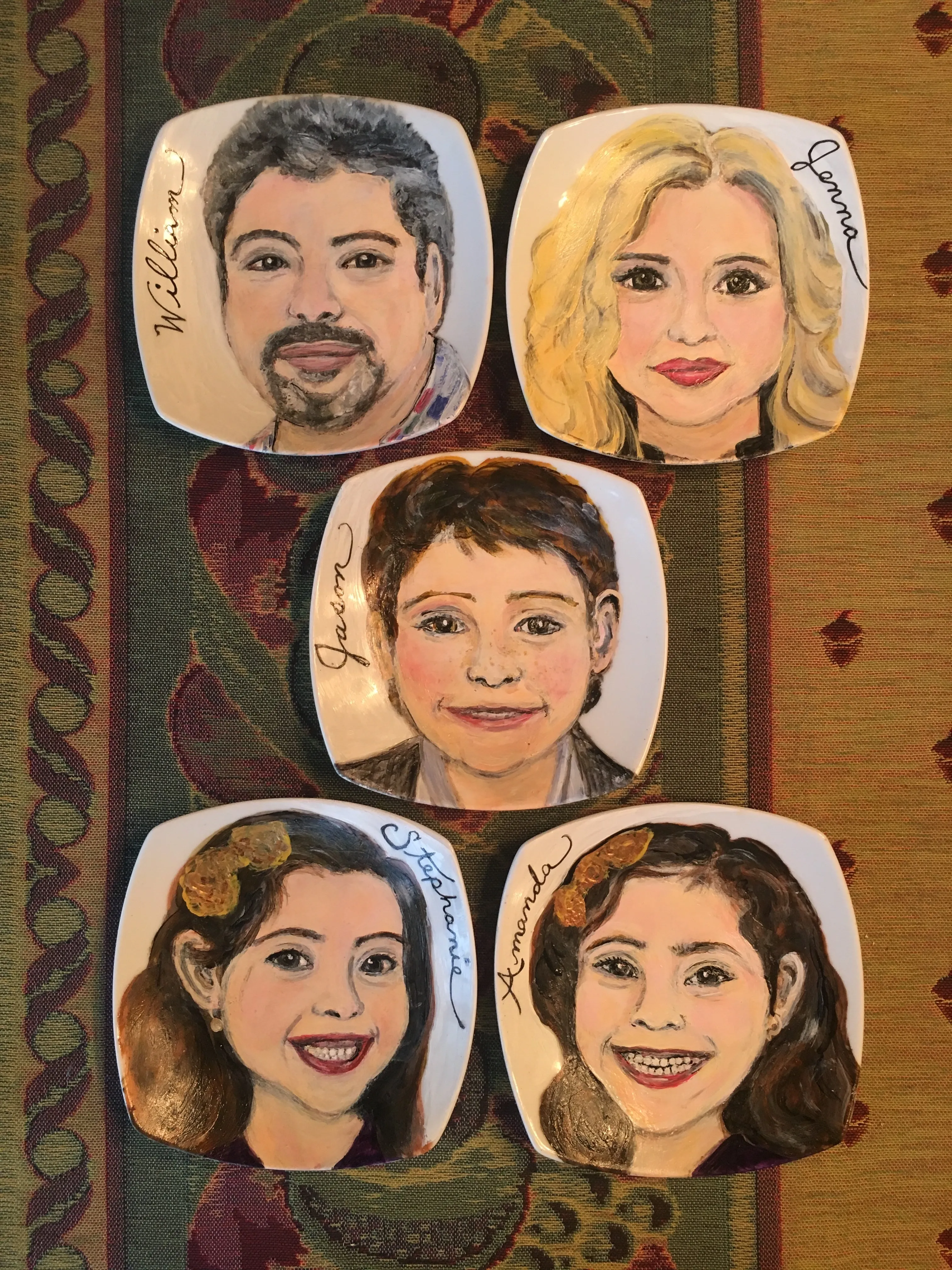 Porcelain Hand-Painted Custom Decorative Plates: Pets, Portraits etc..