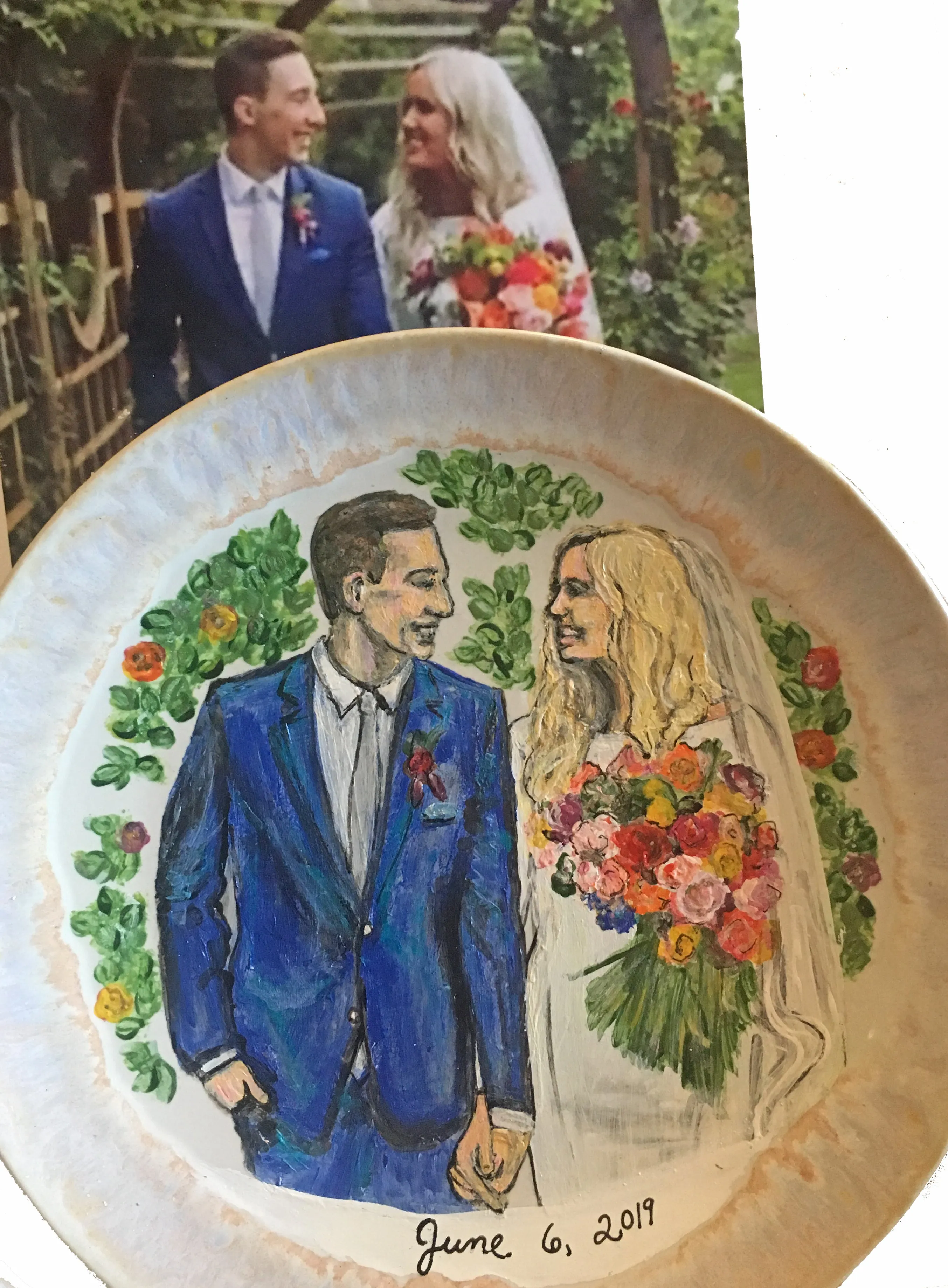 Porcelain Hand-Painted Custom Decorative Plates: Pets, Portraits etc..