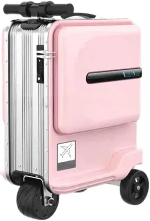 Portable Suitcase Electric Cycling Luggage Smart Rideable Suitcase Smart Sensor Led Multifunctional USB Carry On Luggage Boarding (Pink)