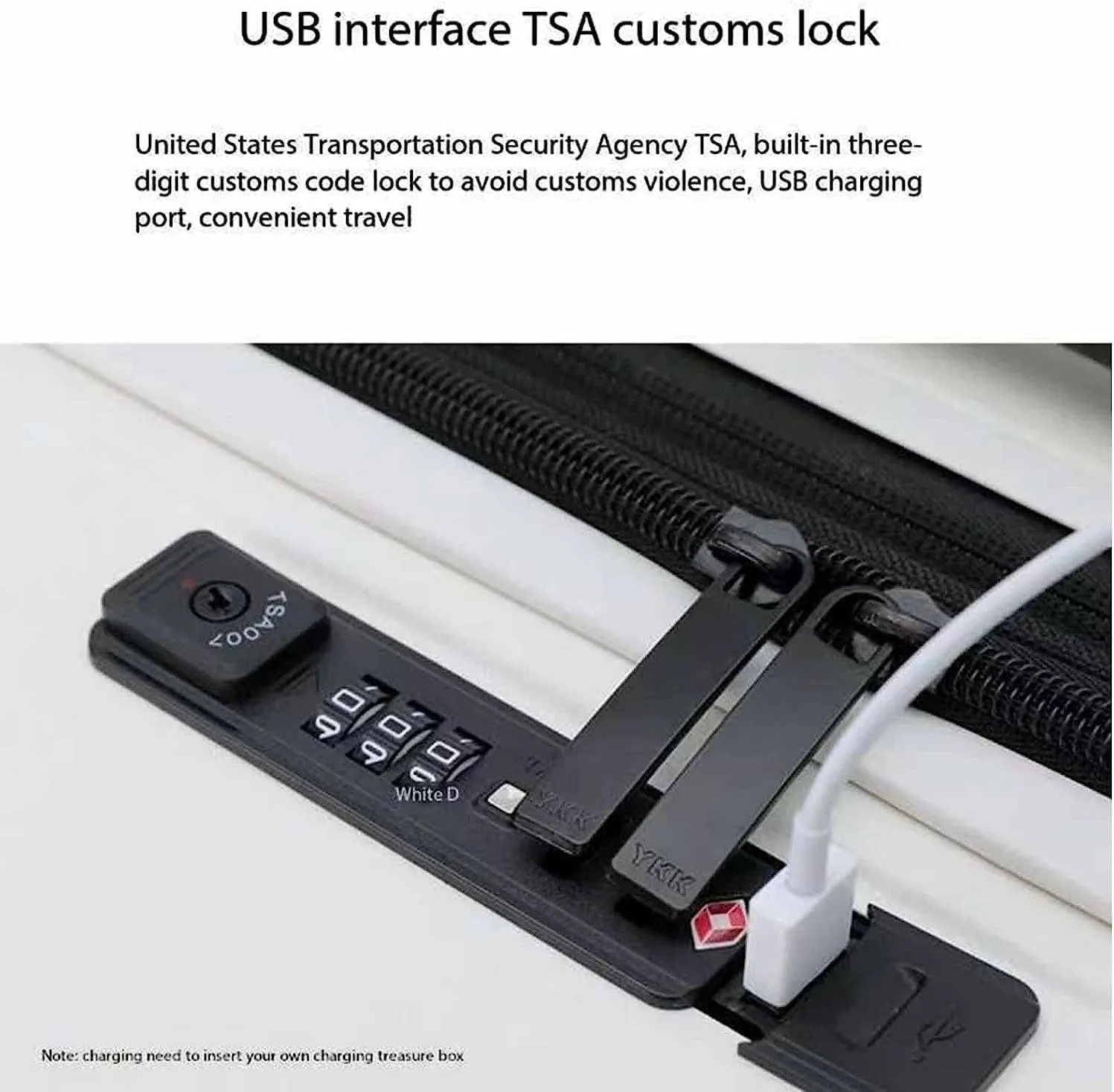 Portable Suitcase Expandable Carry On Luggage Suitcases with Wheels with USB Port and Cup Holder Design TSA Customs Lock Luggage (White 60 * 42 * 28CM)