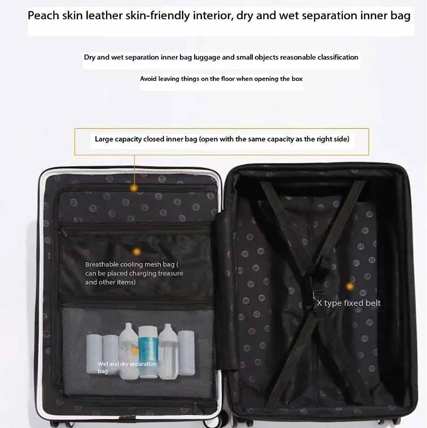 Portable Suitcase Expandable Carry On Luggage Suitcases with Wheels with USB Port and Cup Holder Design TSA Customs Lock Luggage (Yellow 60 * 42 * 28CM)