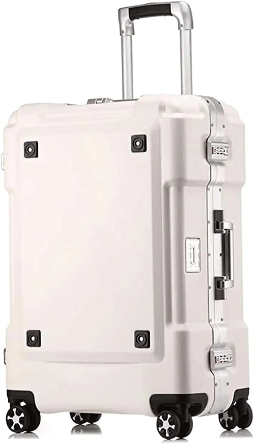 Portable Suitcase Expandable Suitcases Thick Double-Wheel Luggage Large-Capacity Hard Shell Suitcases with Wheels Lightweight Carry On Luggage Smooth to use (White 24in)