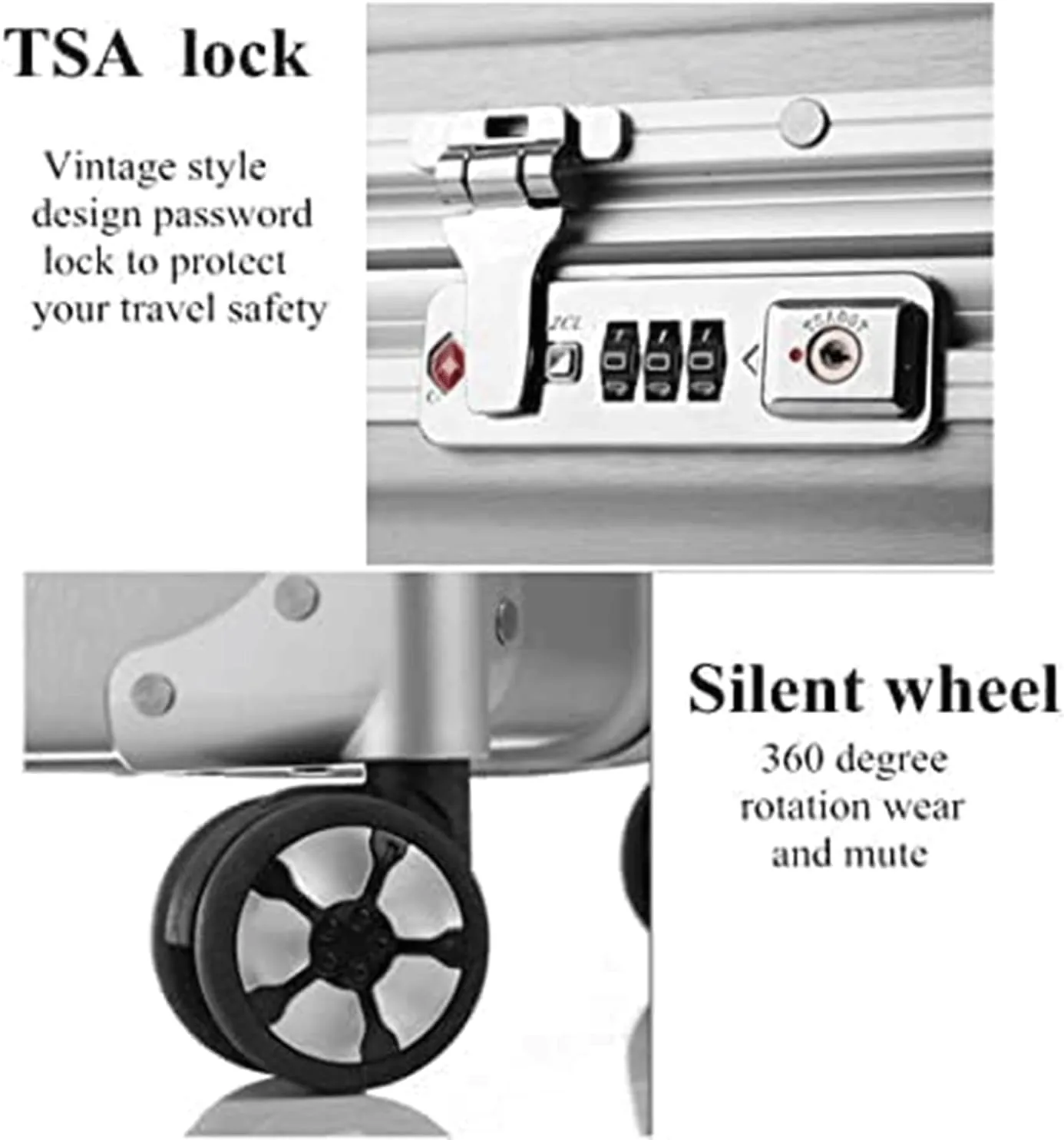 Portable Suitcase Expandable Suitcases Thick Double-Wheel Luggage Large-Capacity Hard Shell Suitcases with Wheels Lightweight Carry On Luggage Smooth to use (White 24in)
