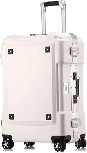 Portable Suitcase Expandable Suitcases Thick Double-Wheel Luggage Large-Capacity Hard Shell Suitcases with Wheels Lightweight Carry On Luggage Smooth to use (White 24in)