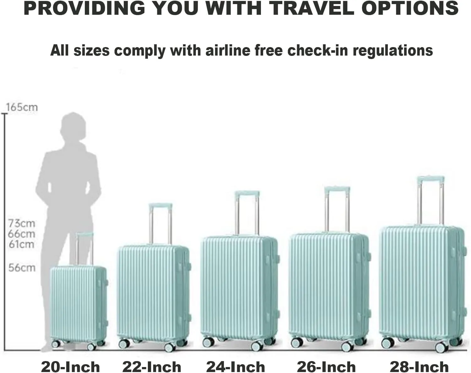 Portable Suitcase Large Capacity Carry On Luggage Pc Hard Shell Suitcases With Wheels Wet And Dry Separation Pocket Lightweight Luggage Smooth to use (Skyblue 20inch)
