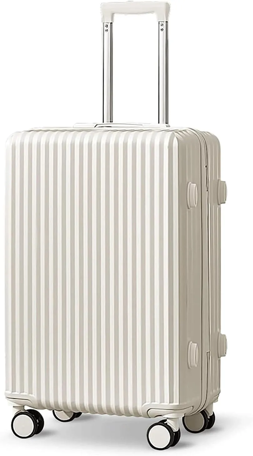 Portable Suitcase Large Capacity Carry On Luggage Pc Hard Shell Suitcases With Wheels Wet And Dry Separation Pocket Lightweight Luggage Smooth to use (White 20inch)