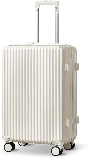 Portable Suitcase Large Capacity Carry On Luggage Pc Hard Shell Suitcases with Wheels Wet and Dry Separation Pocket Lightweight Luggage (White 24)
