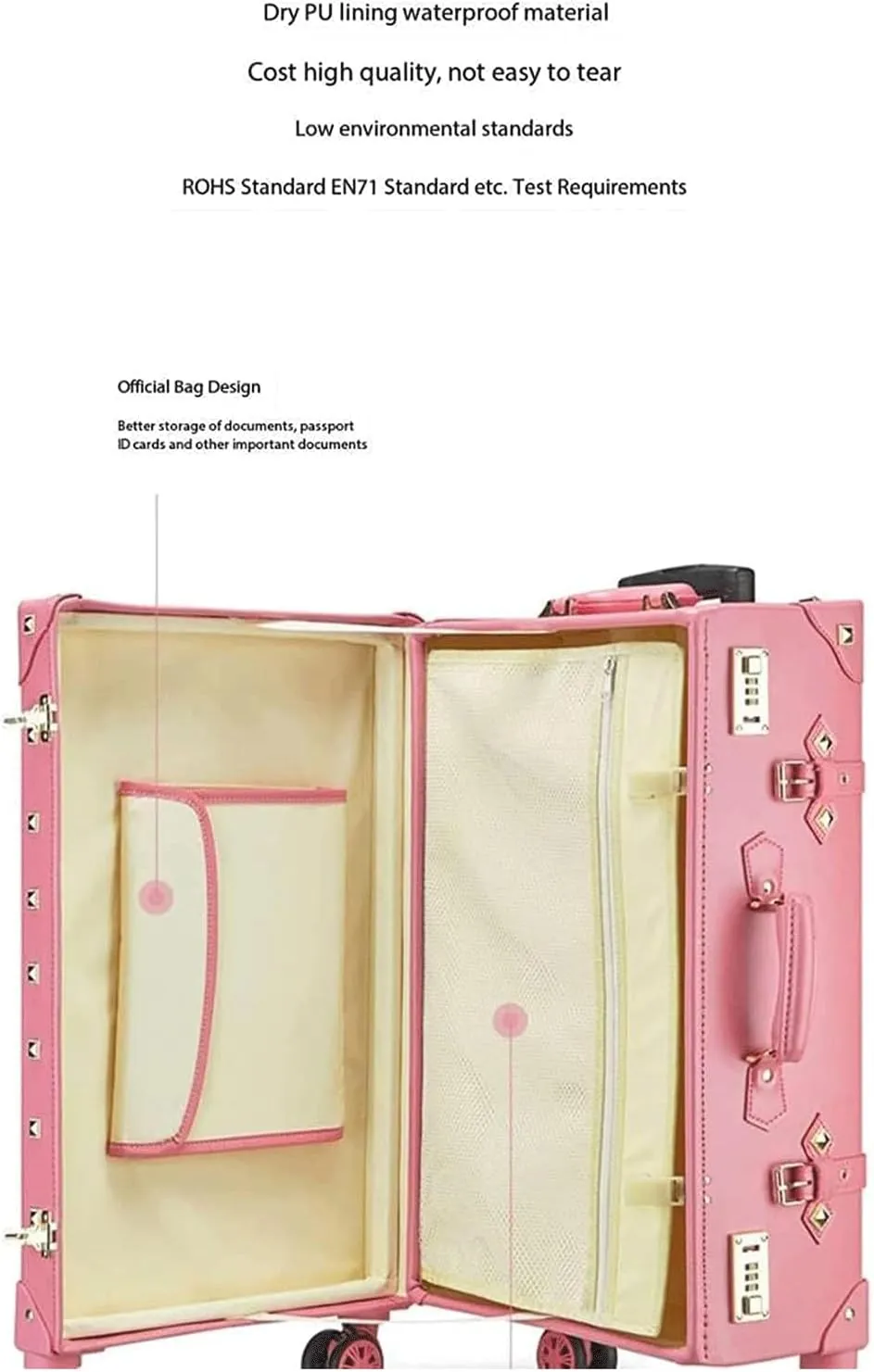 Portable Suitcase Leather Suitcase Large Expandable Luggage with Spinner Wheels Lightweight Carry On Luggage Hard Travel Suitcases (A 30 inches)