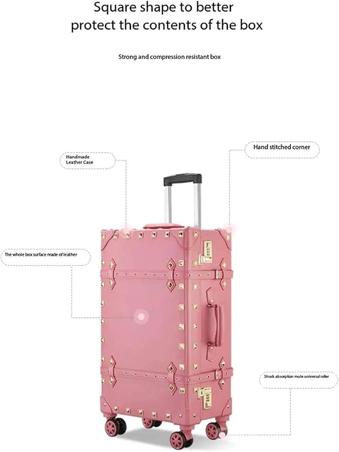 Portable Suitcase Leather Suitcase Large Expandable Luggage with Spinner Wheels Lightweight Carry On Luggage Hard Travel Suitcases (A 30 inches)