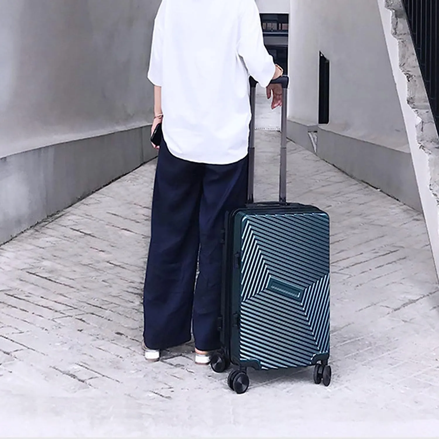 Portable Suitcase Portable Suitcases Aluminum Frame Luggage With Spinner Wheels Carry On Luggage Drop-resistant Safety Tsa Locking Suitcase Smooth to use (Green 26 in)