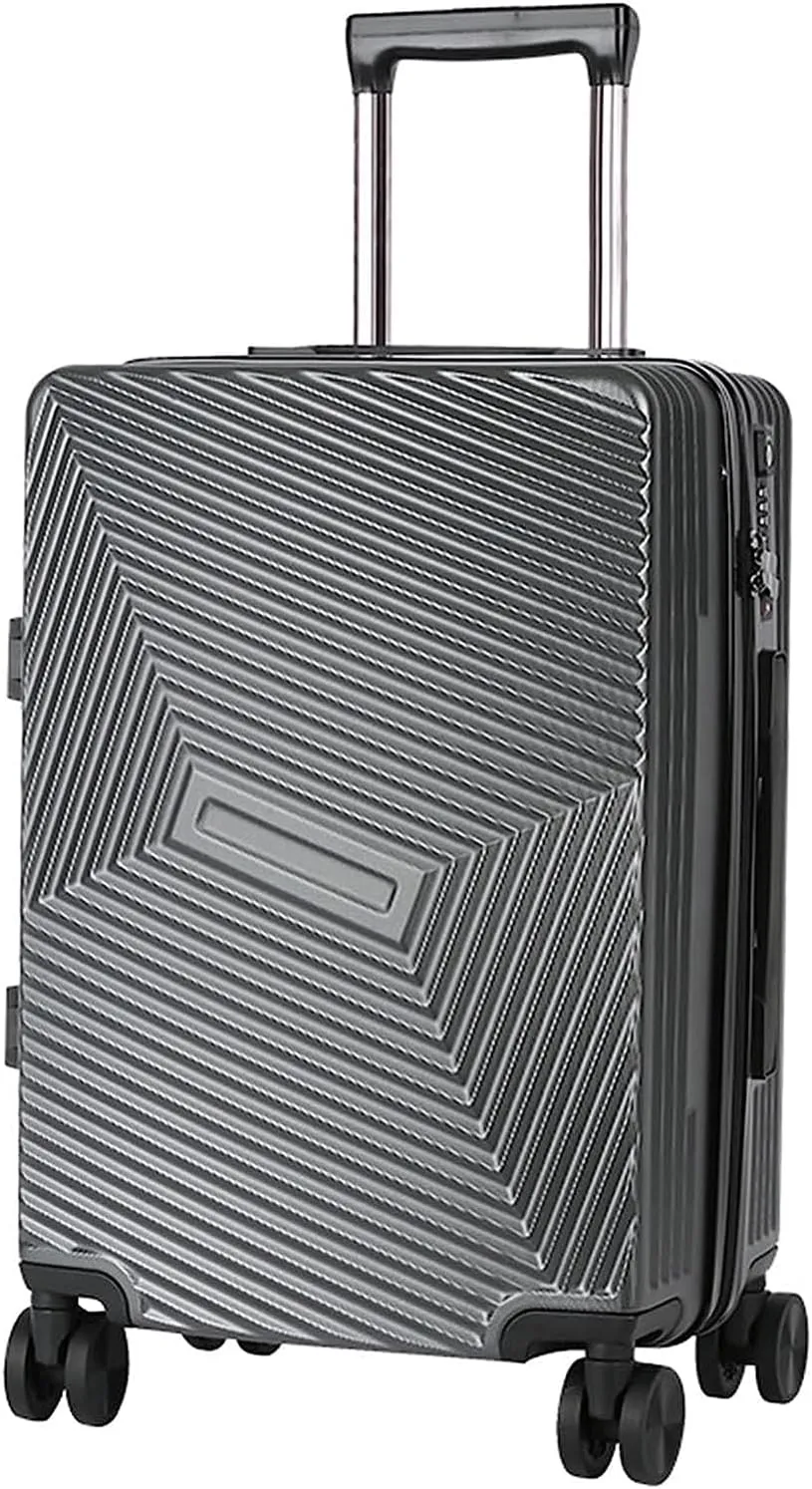 Portable Suitcase Portable Suitcases Aluminum Frame Luggage With Spinner Wheels Carry On Luggage Drop-resistant Safety Tsa Locking Suitcase Smooth to use (Grey 20 in)
