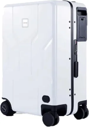 Portable Suitcase Smart Electric Suitcases Automatically Follow Luggage and Can Charge Mobile Phone App Control Carry On Luggage (Porcelain White)