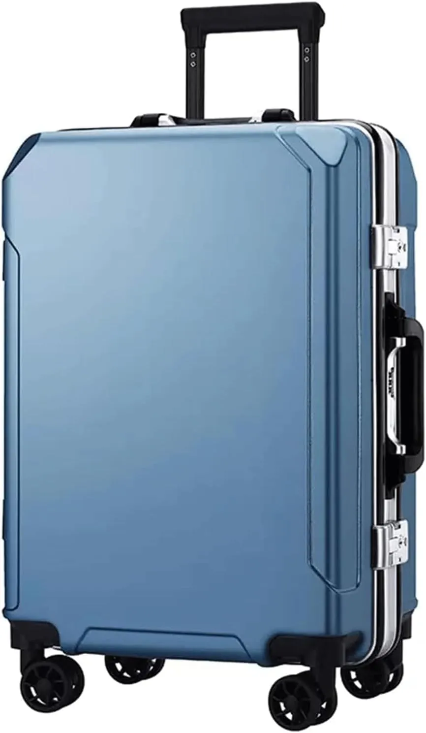 Portable Suitcase Suitcases with Spinner Wheels Carry On Luggage Dual USB Charging Ports Aluminum Frame Suitcase Large Capacity Luggage (Light Blue 20 in)