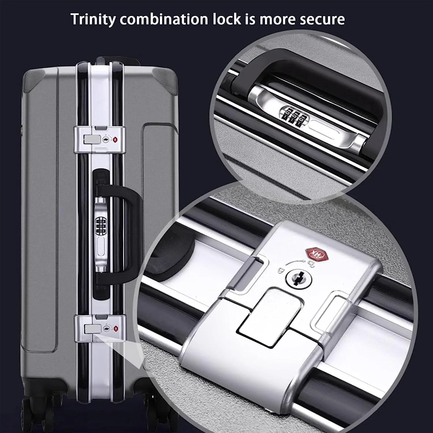 Portable Suitcase Suitcases with Spinner Wheels Carry On Luggage Dual USB Charging Ports Aluminum Frame Suitcase Large Capacity Luggage (Light Blue 20 in)