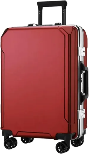 Portable Suitcase Suitcases with Spinner Wheels Carry On Luggage Dual USB Charging Ports Aluminum Frame Suitcase Large Capacity Luggage (Red 20 in)