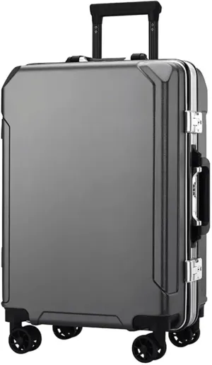 Portable Suitcase Suitcases With Spinner Wheels Carry On Luggage Dual Usb Charging Ports Aluminum Frame Suitcase Large Capacity Luggage Smooth to use (Dark Gray 24 in)