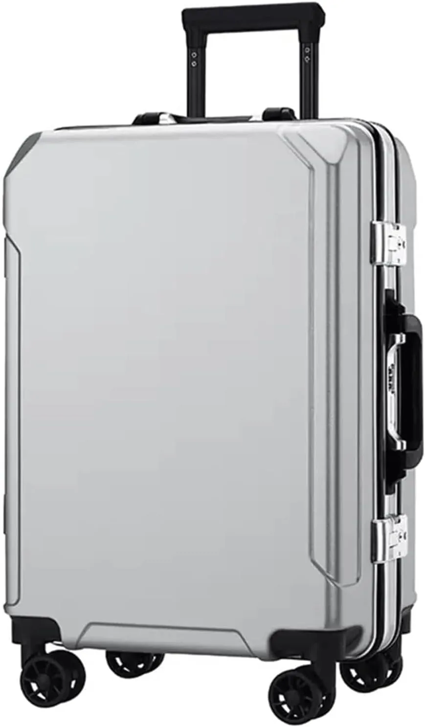 Portable Suitcase Suitcases With Spinner Wheels Carry On Luggage Dual Usb Charging Ports Aluminum Frame Suitcase Large Capacity Luggage Smooth to use (Silver Gray 24 in)