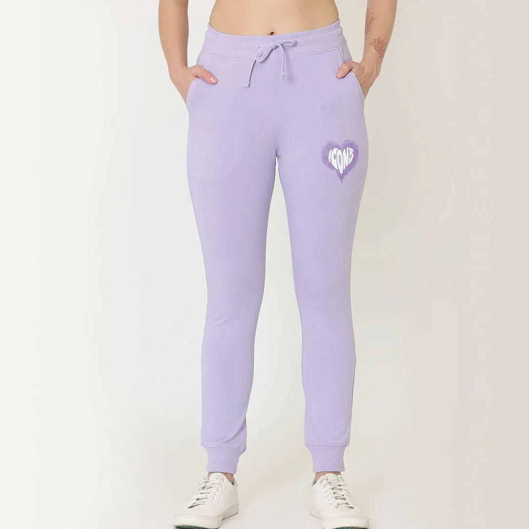 Printed Joggers - Floral Lilac
