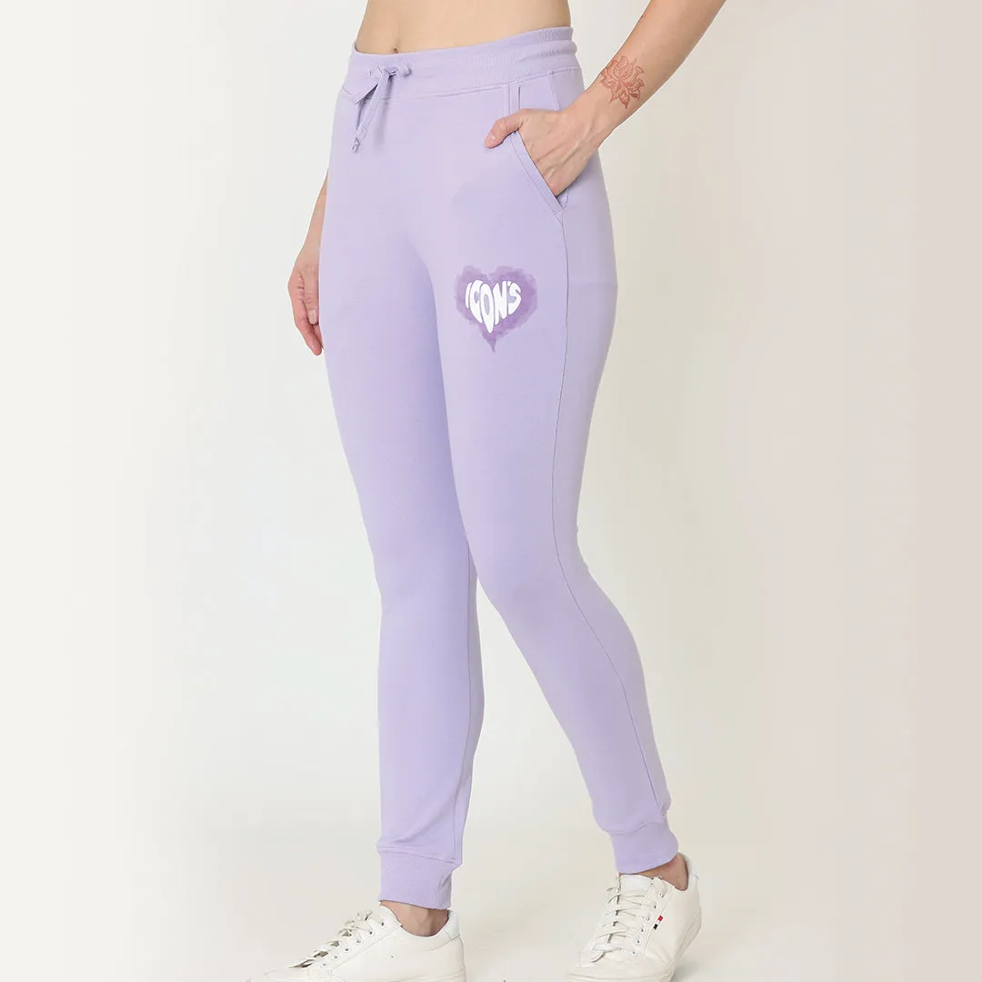 Printed Joggers - Floral Lilac