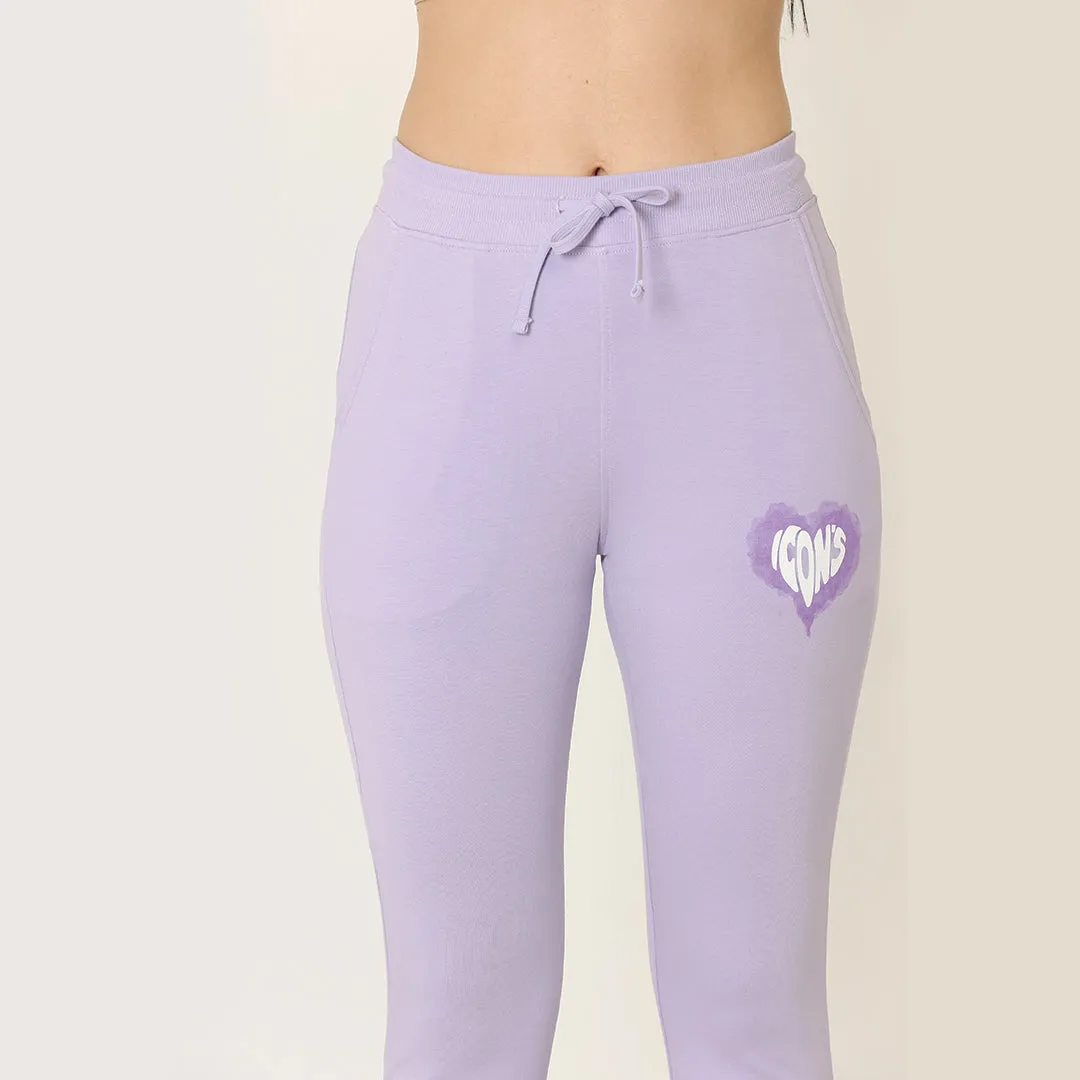 Printed Joggers - Floral Lilac
