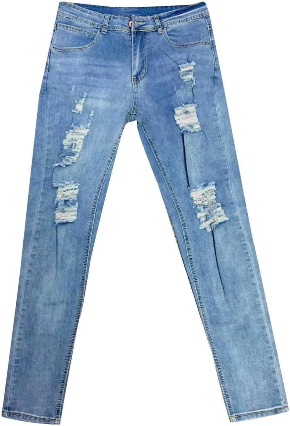 QWENTMTNTY Men's Ripped Skinny Jeans Stretch Slim Fit Big & Tall Cargo Pants Fashion Distressed Hole Tapered Straight Jeans