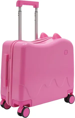 Ride-on Suitcase for Kids, 18 Inch Carry On Luggage Case Rolling Travel Luggage with Lock and Wheels Pink