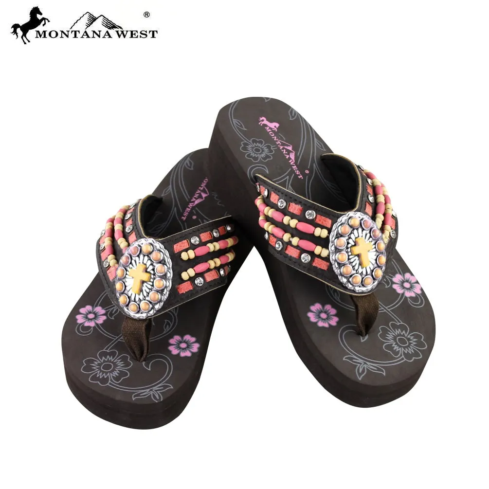 SE20-S098 Montana West Indian Beaded Flip-Flops Collection By Size
