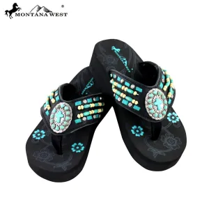 SE20-S098 Montana West Indian Beaded Flip-Flops Collection By Size