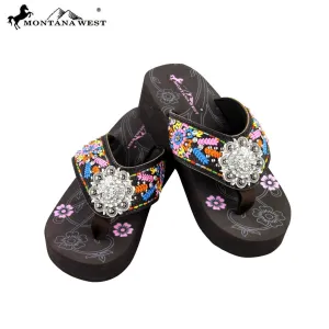SE29-S001 Montana West Embroidered Flip-Flops By Size