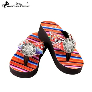 SE31-S001 Serape Wedge Collection Flip Flops By Size